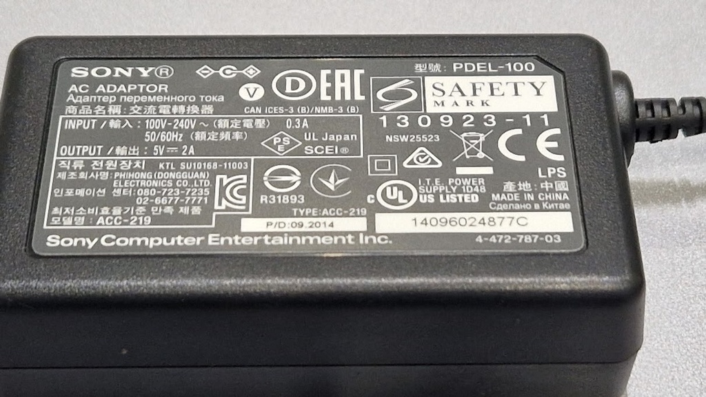 Sony PDEL-100 Power Adapter 5V-2A Used Working Condition