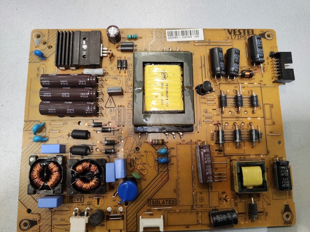 VESTEL 17IPS71 Power Supply Board for TV Replacement Part Untested