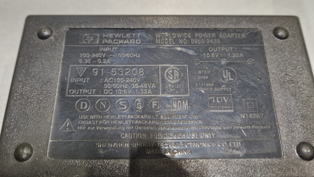 HP 0950-2435 Power Adapter 10.6V 1.32A Used Working Without Power Cord