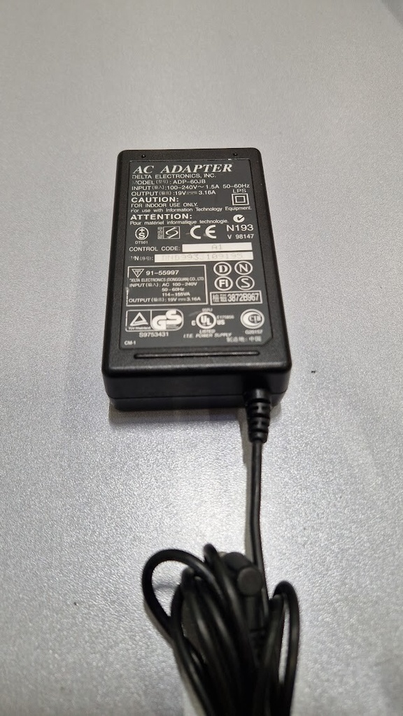 Delta ADP-60JB AC Adapter 19V 3.16A Used Working Without Power Cord