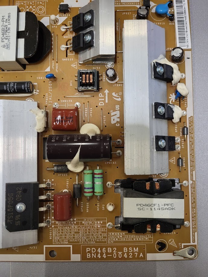 Samsung PD46B2 BSM BN44-00427A Power Supply Board – Untested, For Parts Only