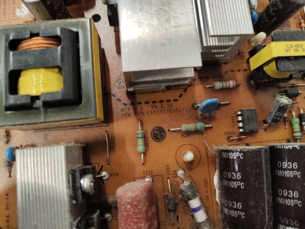 LG EAX55176301/12 Power Supply Board Untested for Parts Repair 2009 REV 1.0