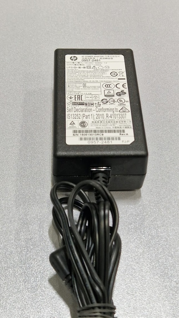 HP 0957-2481 AC Power Adapter 12V 1250mA Used Working Without Power Cord