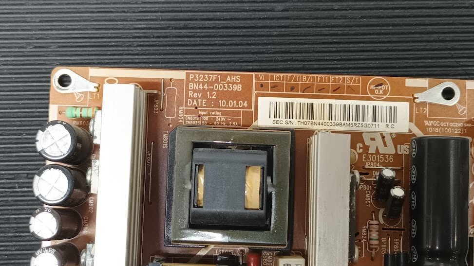 Used Samsung BN44-00339B Power Board P3237F1_AHS - Non-Working for Parts/Repair