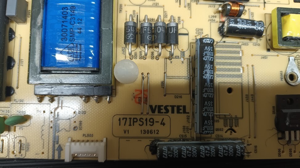 Used Vestel 17IPS19-4 Power Board - Non-Working for Parts/Repair