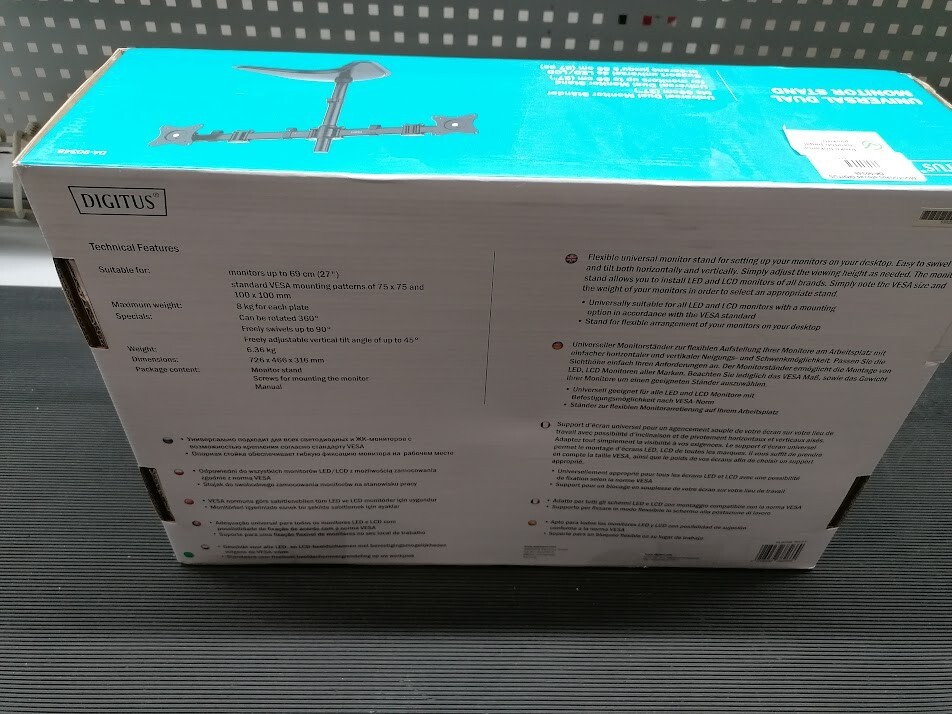 Digitus Universal Dual Monitor  DA-90348 Stand for 27" Monitors VESA Compatible