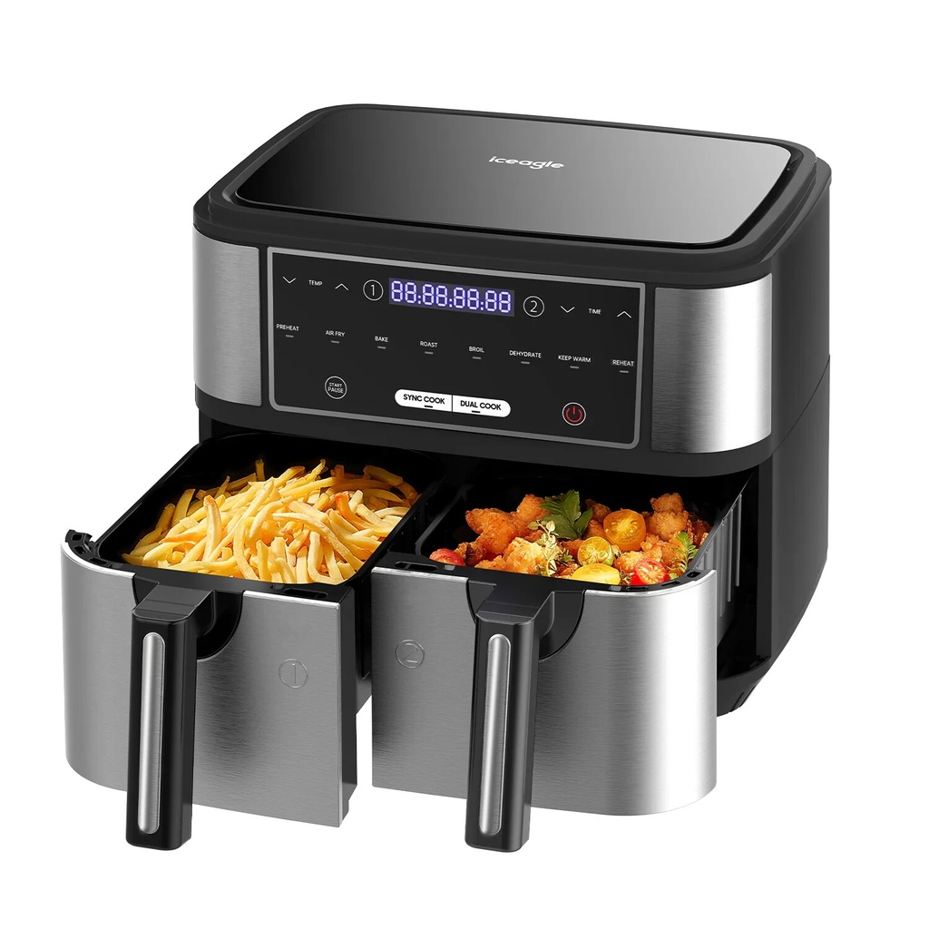Iceagle Hot Air Fryer Double Zone Hot Air Fryer KDF-5515DT 10L 2600W New
