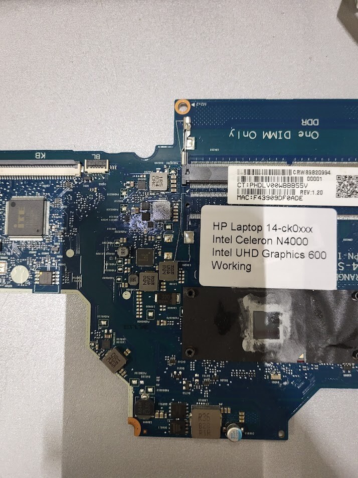 HP 14-ck0xxx Motherboard - Intel Celeron N4000 UHD Graphics 600 Fully Working