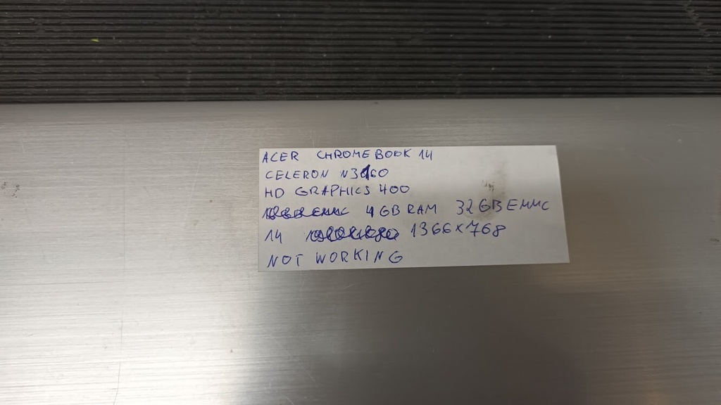 Acer Chromebook 14 - Celeron N3160, 4GB RAM, 32GB eMMC – Non-Working, For Parts