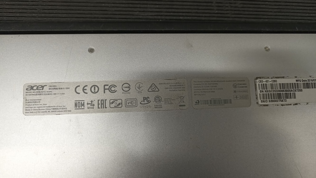 Acer Chromebook 14 - Celeron N3160, 4GB RAM, 32GB eMMC – Non-Working, For Parts