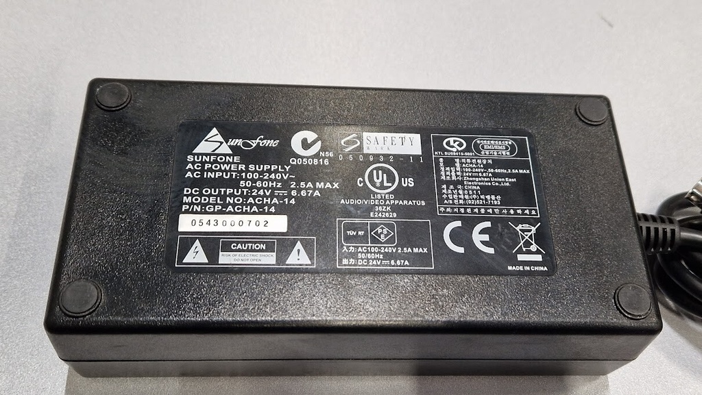 Sunfone ACHA-14 Power Supply Adapter 24V 6.67A Used Working Without Power Cord