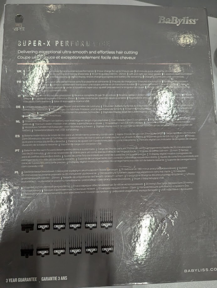 Babyliss hair clipper  T171A Performance definition style SUPER X FOR PARTS USED