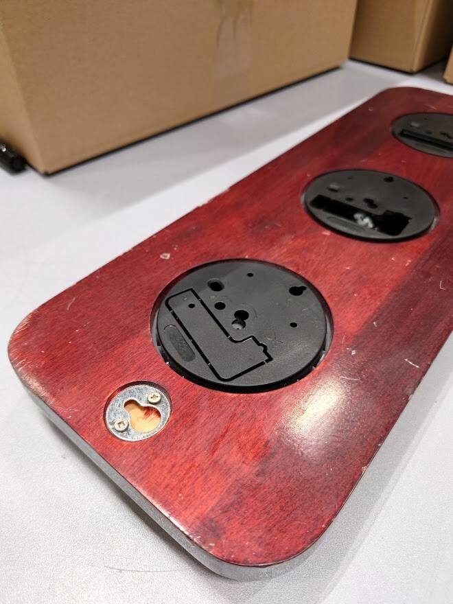 Vintage Wooden Weather Station Clock Hygrometer Thermometer Used