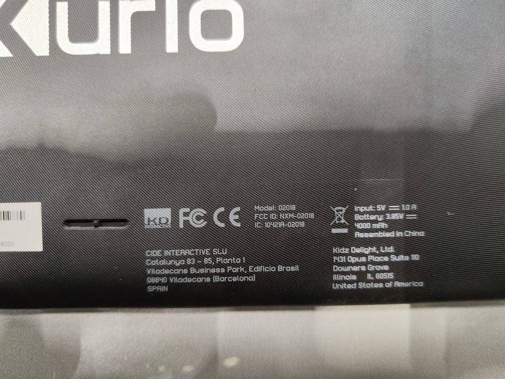 Kurio Tablet Model 02018 7 Inch Android Kids Tablet 8GB 4000mAh Not Working