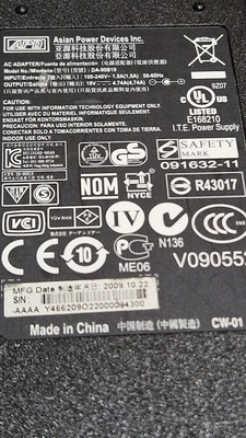 APD DA-90B19 AC Adapter 19V 4.74A Used Working Without Power Cord