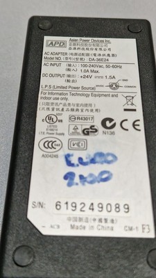 APD DA-36E24 AC Adapter 24V 1.5A Used Working Without Power Cord