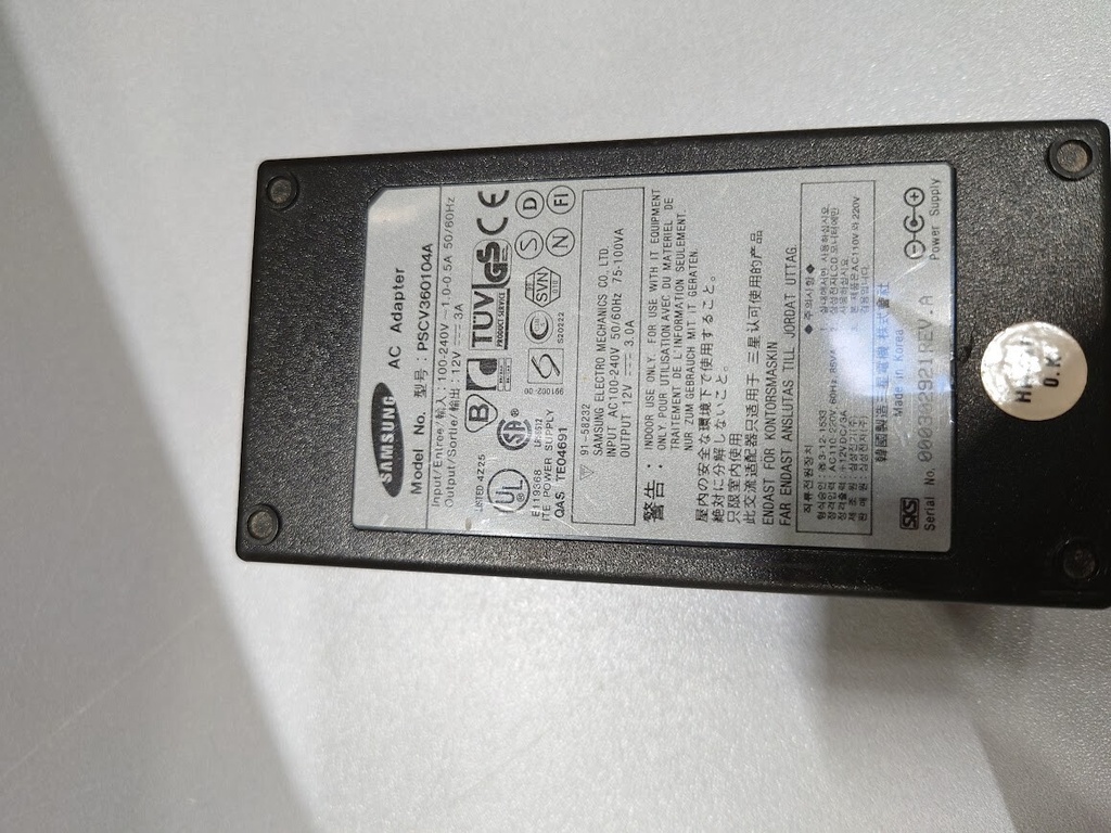 Samsung PSCV360104A AC Adapter 12.0V 3A Used Working Without Power Cord