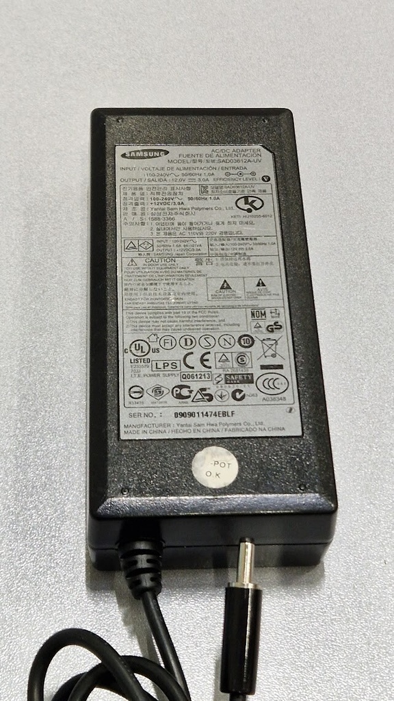 Samsung SAD03612A-UV AC/DC Adapter 12.0V 3.0A Used Working Without Power Cord