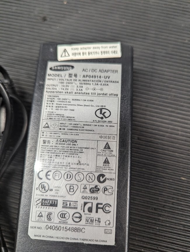 SAMSUNG AP04914-UV AC Adapter 14.0V 3.5A Used Working Without Power Cord
