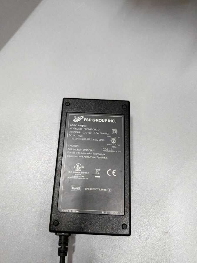 FSP FSP060-DBCD1 AC/DC Adapter 12V 5.0A Used Working Without Power Cord