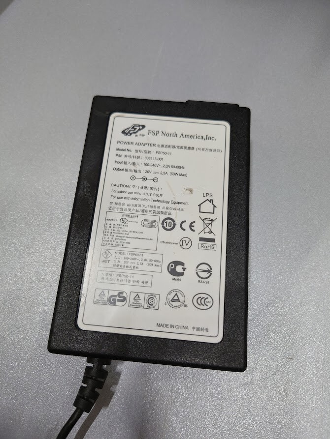 FSP North America FSP50-11 Power Adapter 20V 2.5A Used Working Without Power Cor