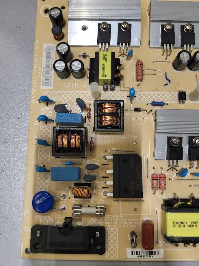 TPV Power Supply Board 715G9324-P02-001-003M - Untested, For Parts/Repair