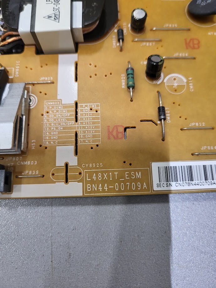 Samsung Power Supply Board L48X1T-ESM - Untested, For Parts/Repair