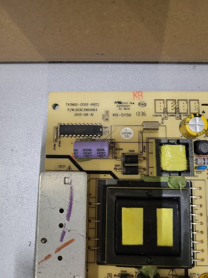 TV3902-ZC02-01(C) Power Supply Board – Ideal for Parts or Repair Untested