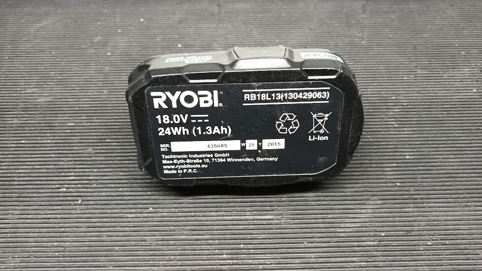 Used Ryobi RB18L13 18V Lithium-Ion Battery - Not Working, For Parts or Repair