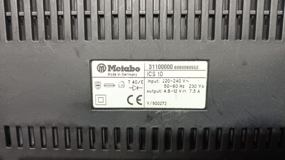 Metabo ICS 10 Battery Charger - Not Working, For Parts or Repair