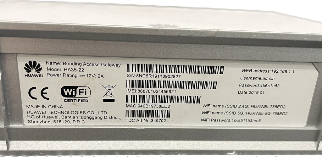 Huawei Bonding Access HA35-22 4G Wifi Wireless Router 300Mbps Modem Unlocked