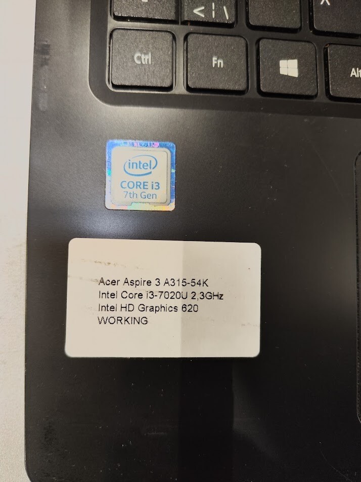 Acer Aspire 3 A315-54K i3-7020U Motherboard Panel No Display RAM SSD Parts
