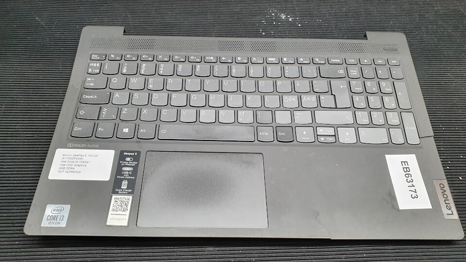 Lenovo Ideapad 5 Keyboard Intel I5-1035G1 UHD Graphics 8GB DDR4 For Parts