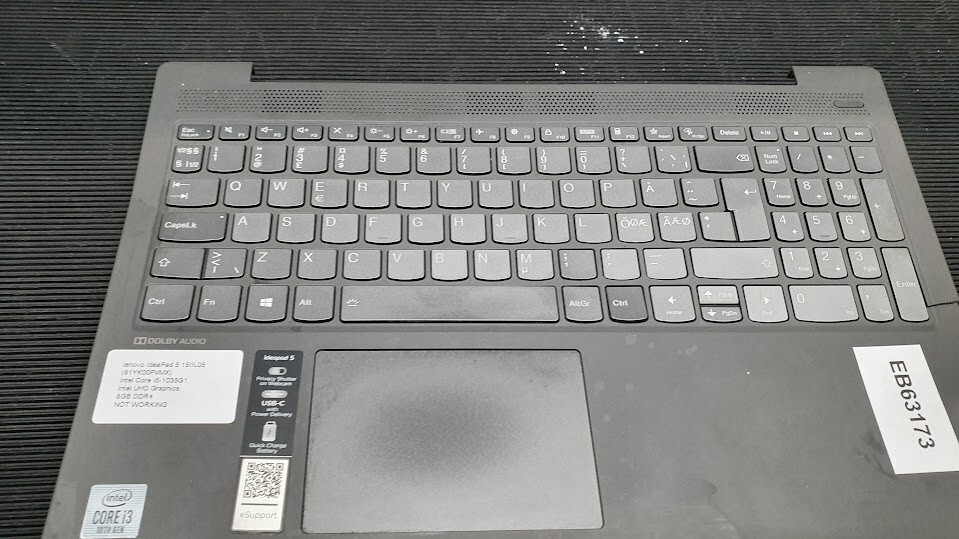 Lenovo Ideapad 5 Keyboard Intel I5-1035G1 UHD Graphics 8GB DDR4 For Parts