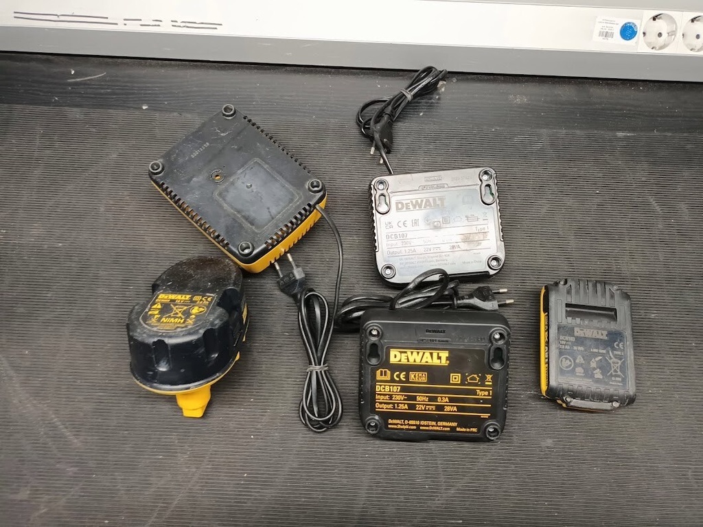 Lot of 5 DEWALT Power Tool Battery Chargers – Used, Fully Functional Has Scratch