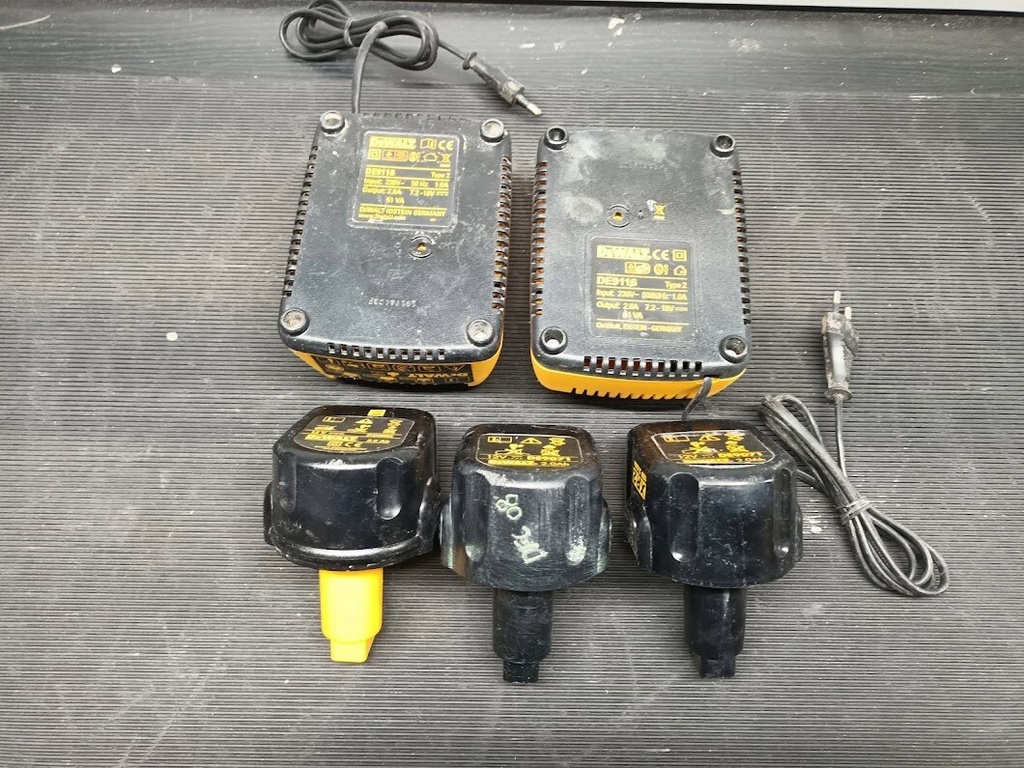 Lot of 5 DEWALT Power Tool Battery Chargers – Used, Fully Functional Has Scratch