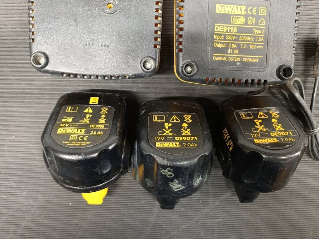 Lot of 5 DEWALT Power Tool Battery Chargers – Used, Fully Functional Has Scratch