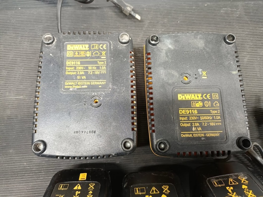 Lot of 5 DEWALT Power Tool Battery Chargers – Used, Fully Functional Has Scratch