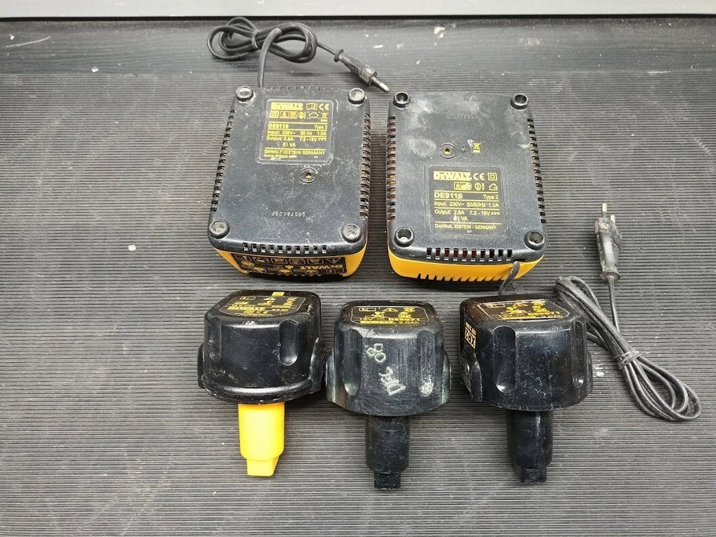 Lot of 5 DEWALT Power Tool Battery Chargers – Used, Fully Functional Has Scratch