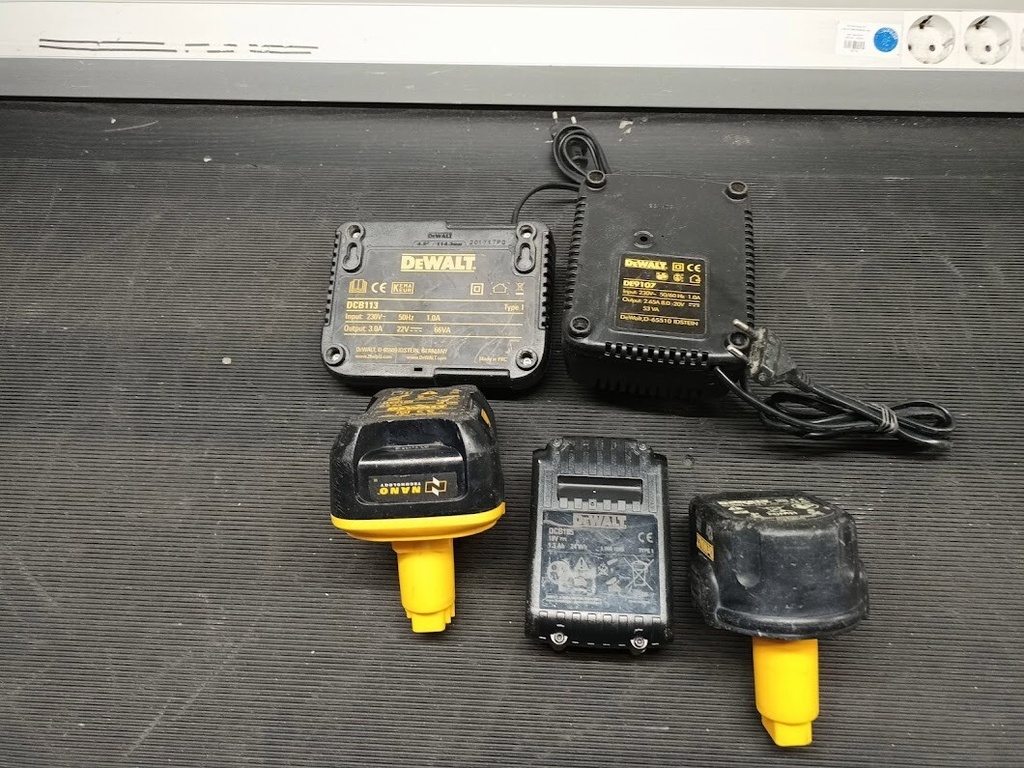 Lot of 5 DEWALT Power Tool Battery Chargers – Used, Fully Functional Has Scratch
