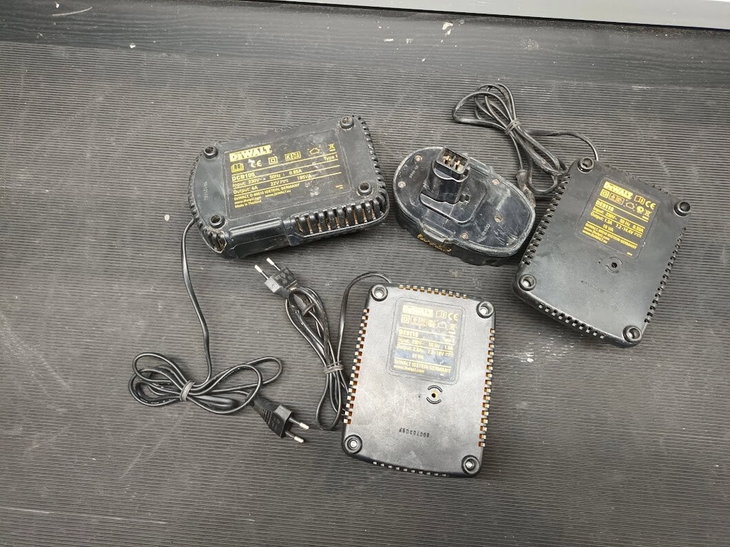 Lot of 4 DEWALT Power Tool Battery Chargers – Used, Fully Functional Has Scratch