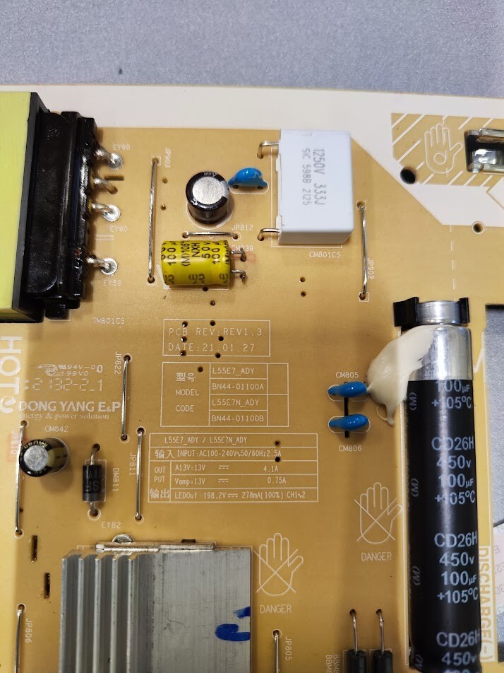 Samsung BN41-02844 Mainboard BN44-01100A Power Board L55E7 ADY TV Set Working