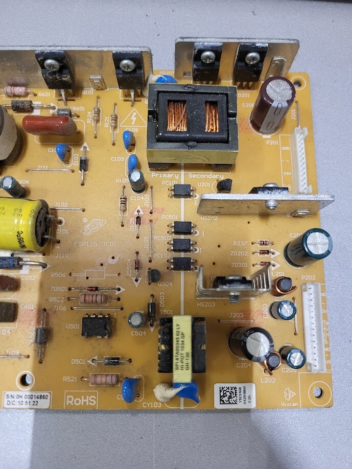FSP115-3F01 Power Supply Board - 24V/12V/5V DC Output - Untested