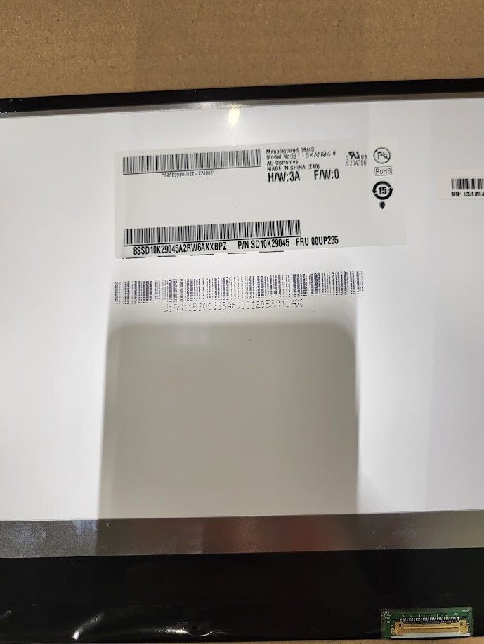 AU Optronics B116XAN04.0 11.6"LCD Screen Panel, Without Orginal Packaging