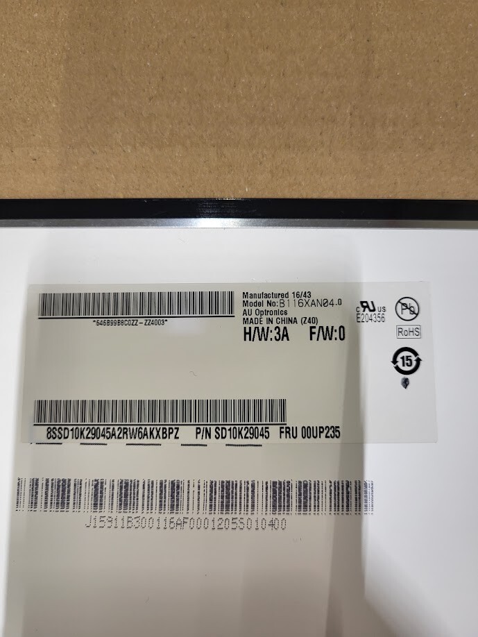 AU Optronics B116XAN04.0 11.6"LCD Screen Panel, Without Orginal Packaging
