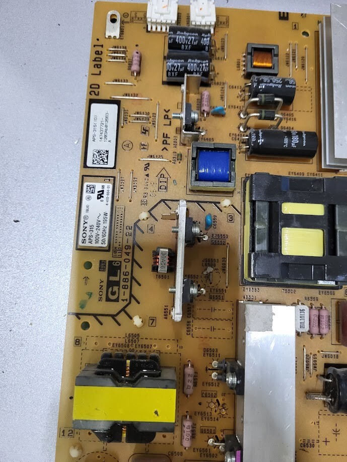 Sony APS-315 Power Supply Board – Untested, For Parts or Repair