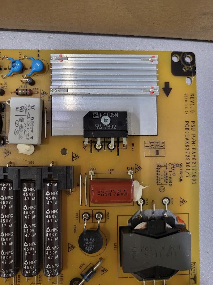 LGP4247-11SPL Power Supply Board (Untested) for Repair and Parts