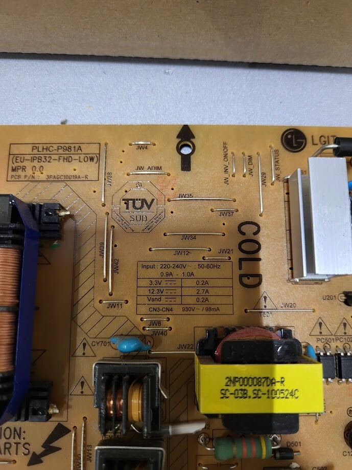 PLHC-P981A Power Supply Board - Untested Replacement Component