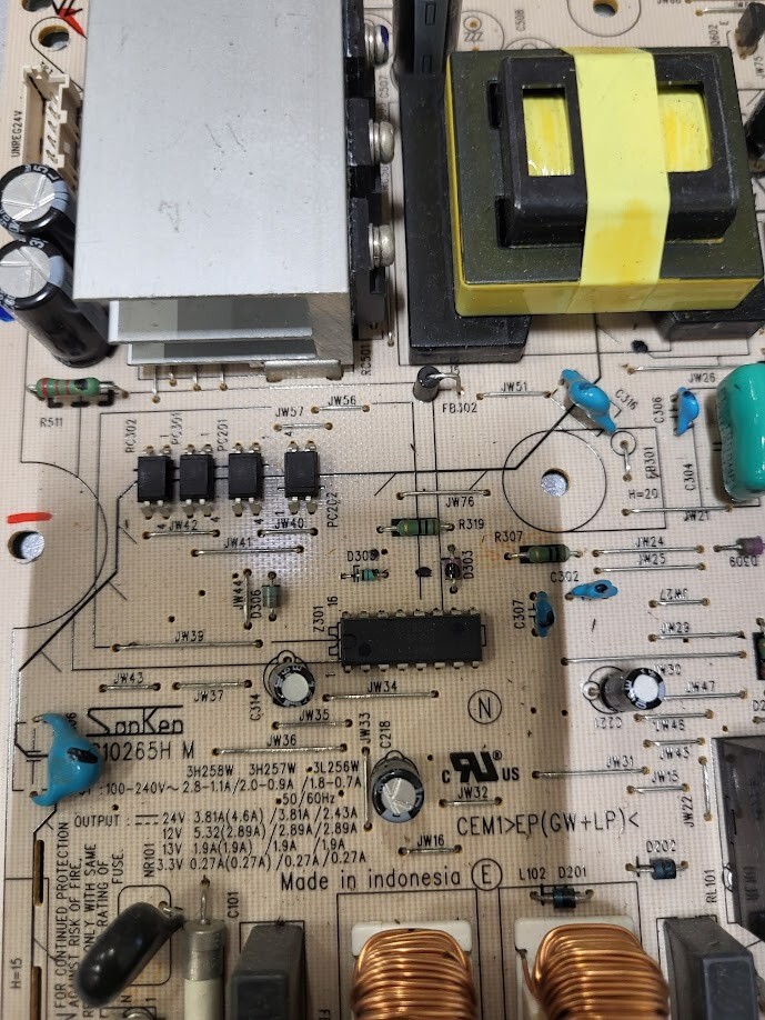 Sanken PSC10265H Power Supply Board - Replacement or Repair Untested