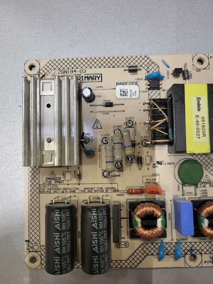 Grundig ZGN194-03 Power Supply Board - For Parts or Repair Only